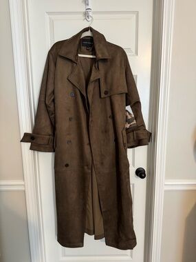 Ashley Graham Dark Brown Suede Trench Coat